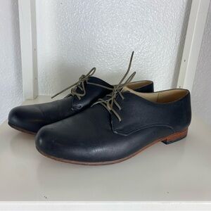 Nisolo Oliver Black Leather Minimalist Oxford Flats Shoes Size 7.5 Classic Dress